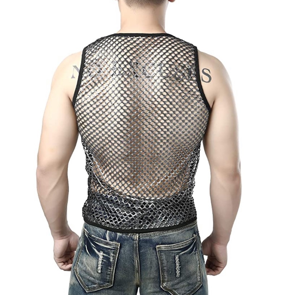 Men’s mesh fishnet tank top